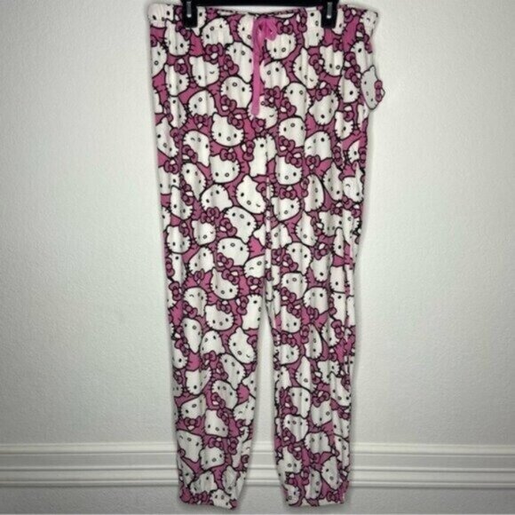Hello Kitty Pink Hello Kitty Face Pajama Pants Size L NWT - Picture 1 of 6